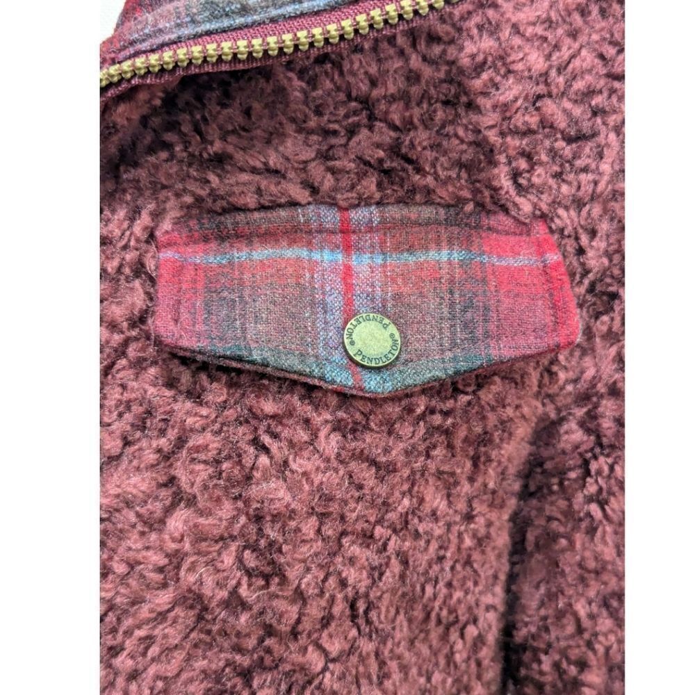 Pendleton Fuzzy Teddy Soft Zip Sweater Jacket in Burgundy Women's Size S - Picture 10 of 13